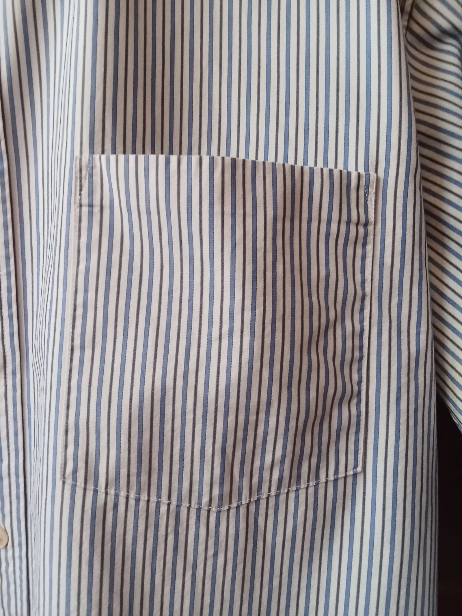 Camisa de homem riscas azuis e brancas tamanho XL nova 100% algodão – photo 4
